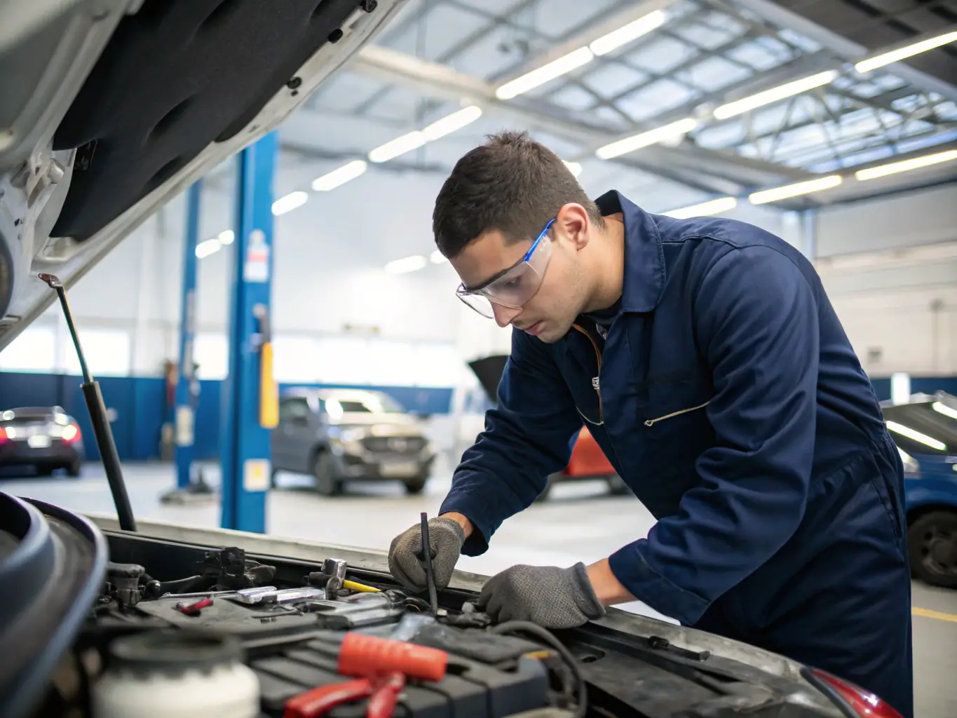 A focused image of participants engaged in a skill development workshop at Auto Sport Durenque, emphasizing hands-on learning and expert guidance.
