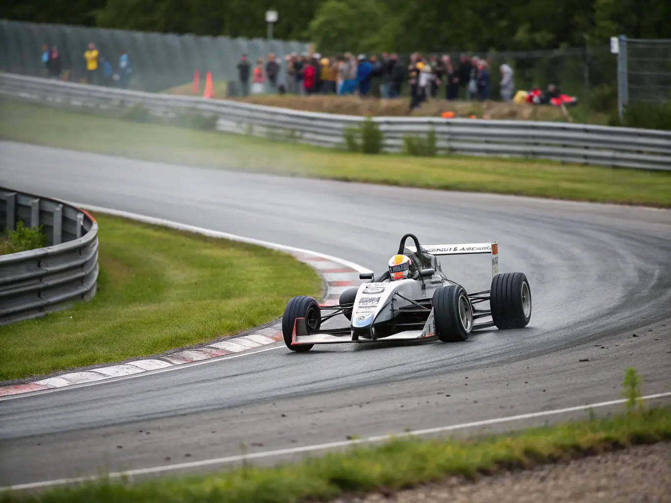 A dynamic image capturing a driver skillfully maneuvering a race car on a challenging track during an AUTO SPORT DURENQUE event, showcasing the intensity and precision of competitive driving.